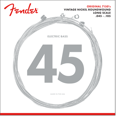 Original 7150 Bass Strings, Pure Nickel, Roundwound, Long Scale, 7150M .045-.105 Gauges, (4)