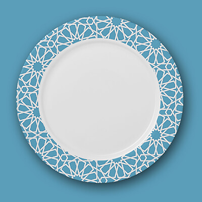 fender Assiette à motifs bleue