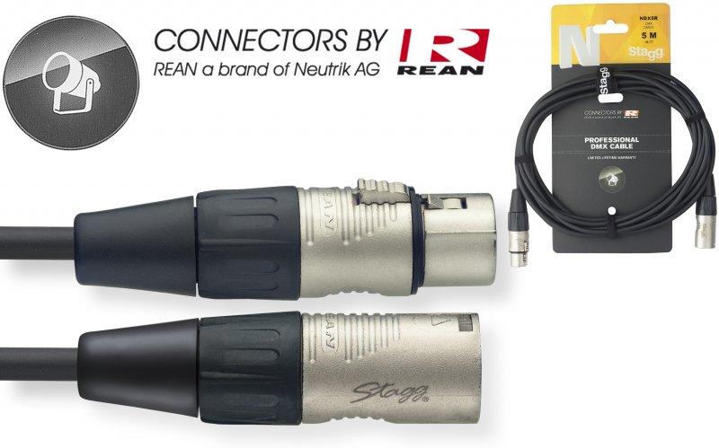 Stagg NDX3R-5 - Câble DMX Rean XLR5 Fem / XLR5 Mal - 3M