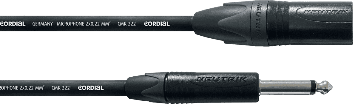 Cordial CPM2.5MP - câble mic neutrik xlr m./jack m. mono 2,5 m