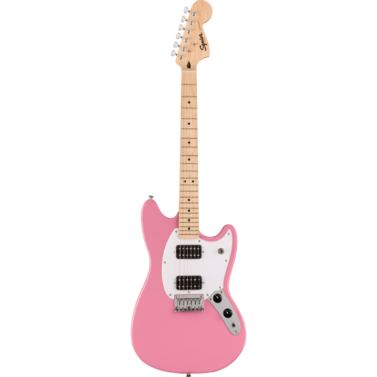 Squier Sonic Mustang HH, Maple Fingerboard, White Pickguard, Flash Pink