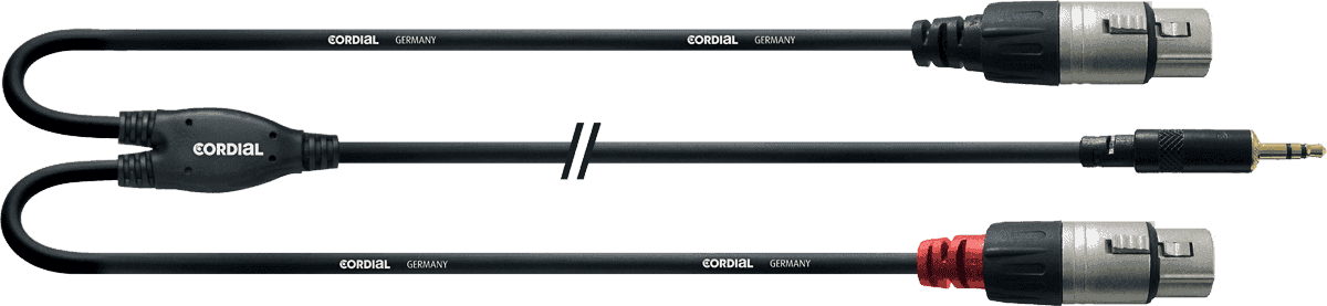 Cordial CFY3WFF - câble bretelle rean 3,5mm st./2x xlr fem. 3m