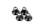 Black/Silver Skirted (1-10) Push-On Amplifier Knobs, Black (4)