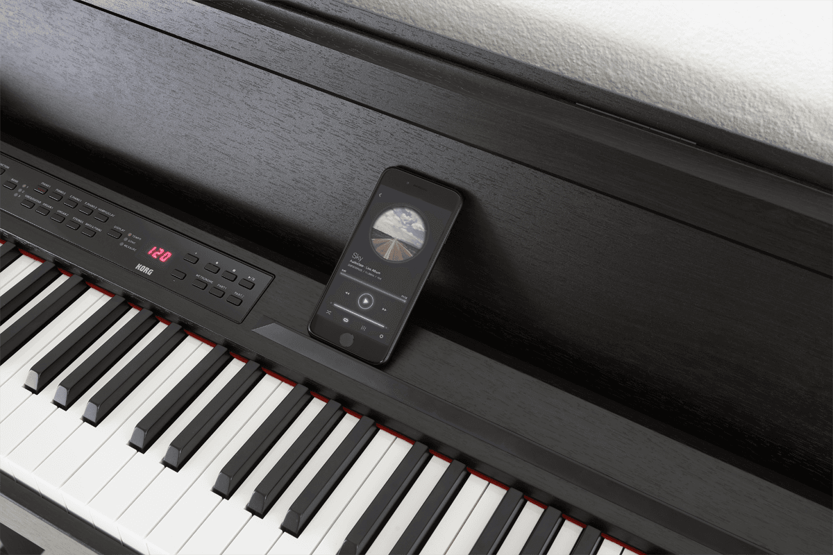 Korg C1-AIR-BR - Piano numérique 88 notes, bluetooth, couleur bois avec stand