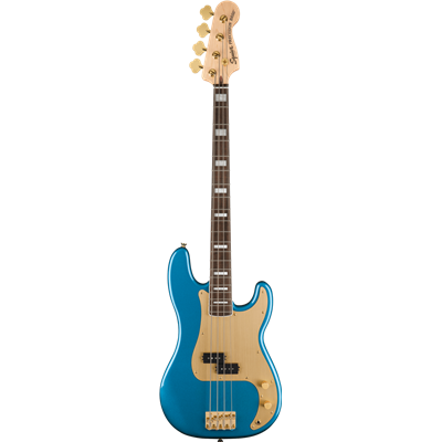 --- DISCONTINUE ---Basse electrique Squier 40th anniversary Jazz Bass Gold edition lake placid blue