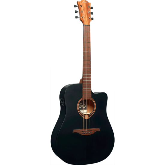 guitare electro-acoustique lag dreadnought black satin cutaway electro