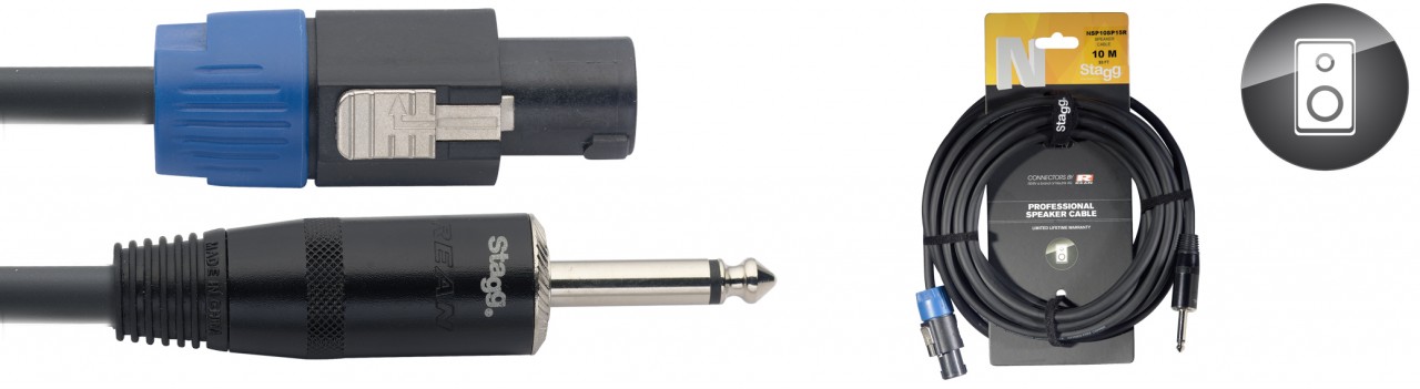Stagg NSP3SP15R - Câble Haut-Parleur Rean Speakon / Jack - 1,5M