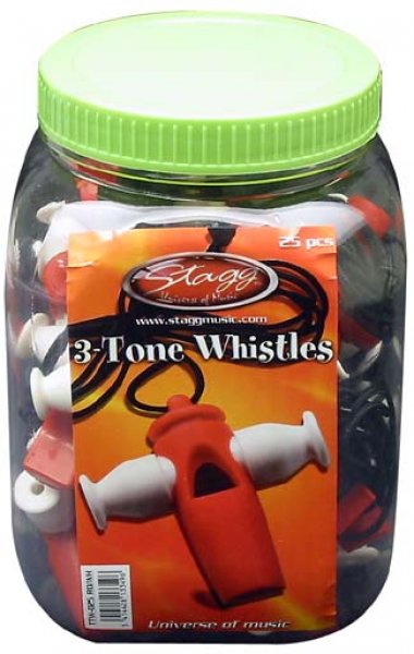 --- DISCONTINUE ---Stagg TTW-025 RD/WH > Boite de 25 sifflets a 3 tons > Rouge et Blanc