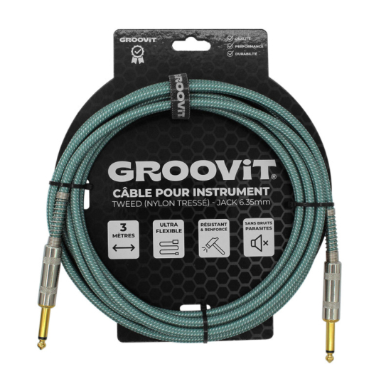 Groovit Cable jack 3m tressé bleu