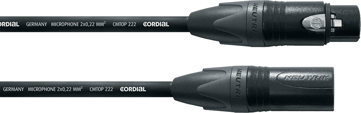Cordial CSM10FM-GOLD - câble micro neutrik xlr m/xlr f contacts or 10m