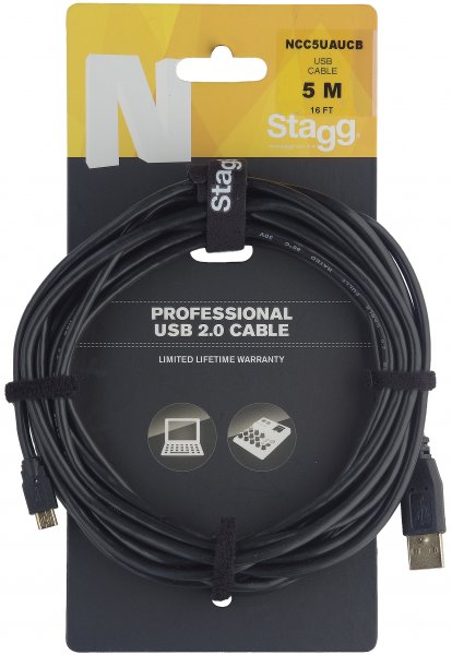 Stagg NCC5UAUCB - Câble Oridnateur Micro-USB B / USB A - 5M