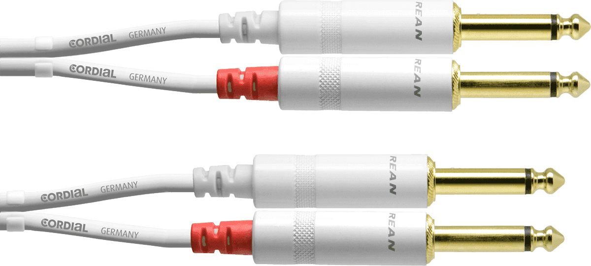 --- DISCONTINUE ---Cordial CFU1.5PP-SNOW - câble audio double 2x 2 jacks mono blanc 1,5m