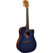 guitare electro-acoustique lag tramontane dreadnought cutaway electro special edition blue burst