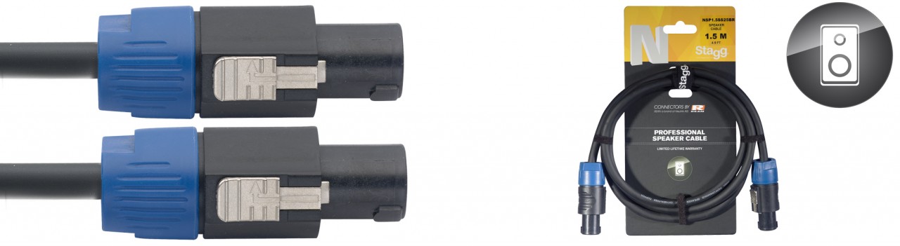 Stagg NSP6SS25BR - Câble Haut-Parleur Rean 2,5 Speakon / Speakon 4P/2F - 6M