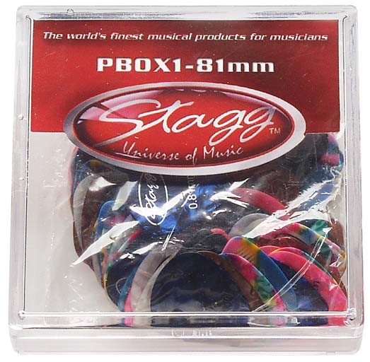--- DISCONTINUE ---Stagg PBOX1-81 - Boite de 100 mediators celluoides 0.81 mm
