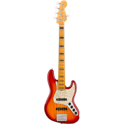 Fender American ULTRA Jazz Bass V maple Plasma Red Burst - basse electrique 5 cordes