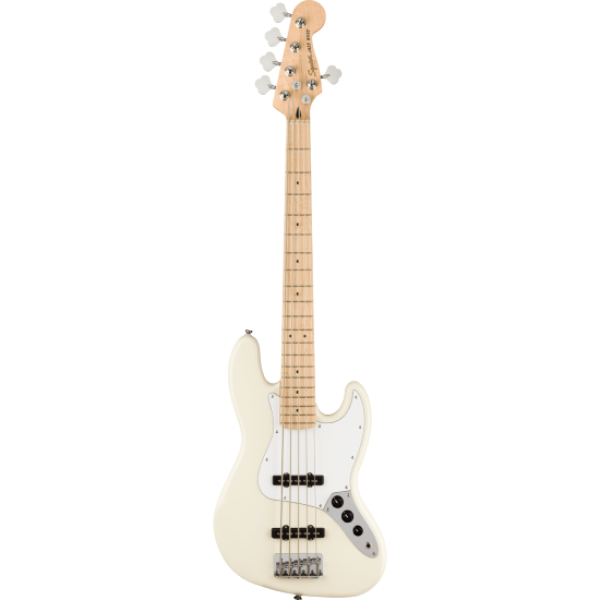 --- DISCONTINUE ---Affinity Series Jazz Bass V, Maple Fingerboard, White Pickguard, Olympic White