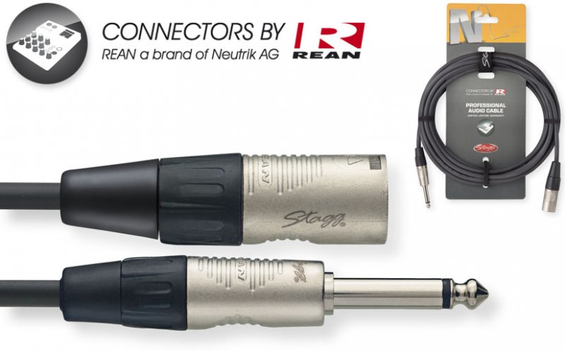 Stagg NAC10PXMR > Câble audio Jack mono/XLR M > 10 mètres 6mm