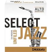D'Addario Select jazz unfiled force 2 Soft - boîte de 10 anches pour saxophone alto