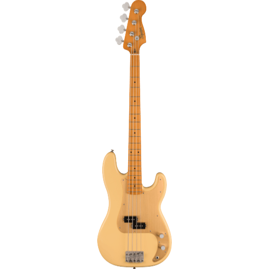 --- DISCONTINUE ---40th Anniversary Precision Bass, Vintage Edition, Maple Fingerboard, Gold Anodized Pickguard, Satin Vintage Blonde