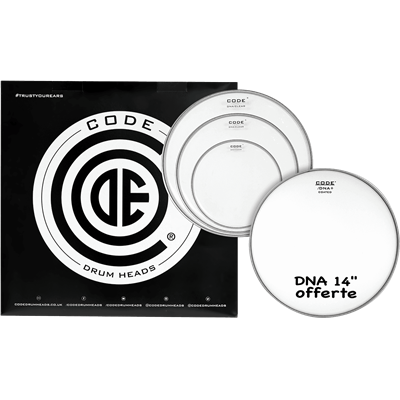 Code Drumheads Pack de Peaux dna clear fusion  cc 14 dna coated