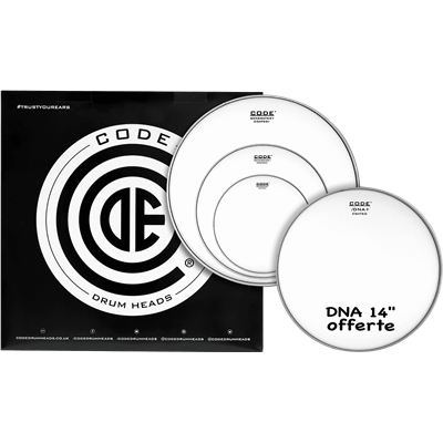 Code Drumheads Pack de Peaux generator coated rock cc 14 dna coated