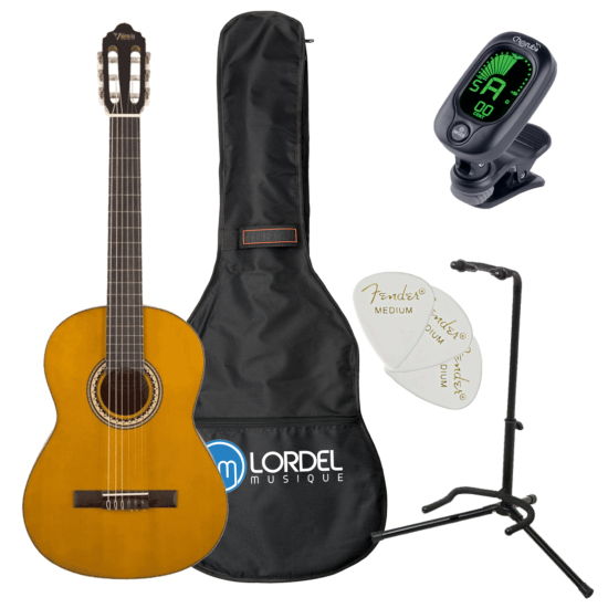 Valencia VC202 - Pack Guitare classique 1/2 + housse + stand + accordeur + médiators