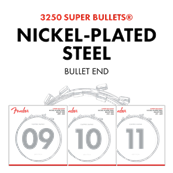 Super Bullet Strings, Nickel Plated Steel, Bullet End, 3250L Gauges .009-.042, (6)