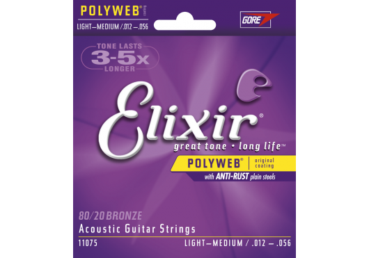 Elixir 11075 - Jeu de Cordes Guitare Acoustique Medium Light 12-56
