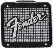 Fender Amp Logo Patch, Black and Chrome