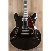 Guitare électrique d'Angelico Premier DC Black Flake