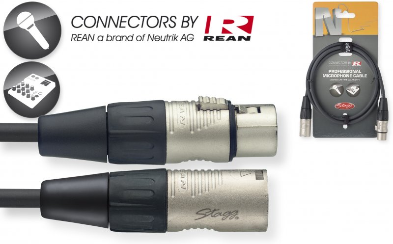 Stagg NMC1R > Câble micro XLR M / XLR F > 1 mètres