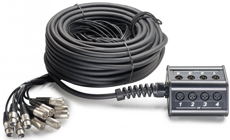 --- DISCONTINUE ---Stagg NSB-30/8X4XR - Boitier multicâbles 8 XLR Mal / 4 XLR Fem - 30M