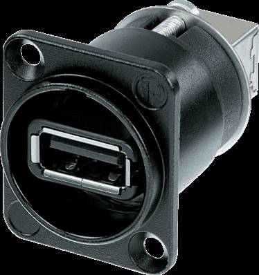 --- DISCONTINUE ---Neutrik NAUSB-W-B - trav. pan. USB A-B étanche noir