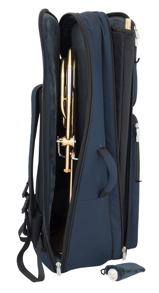 Tom & Will Housse sac à dos pour trombone (Extérieur bleu / intérieur bleu)