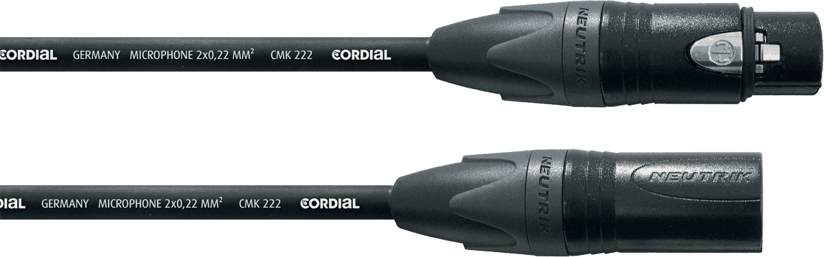 Cordial CPM2.5FM - câble micro neutrik xlr m. noir/xlr f. noir 2,5 m