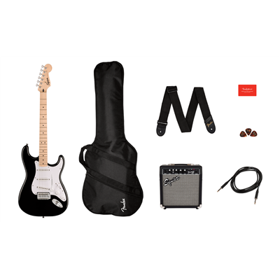 Squier Sonic™ Stratocaster® Pack, Maple Fingerboard, Black, Gig Bag, 10G - 230V EU