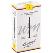 Vandoren CR165T - White Master Traditional force 5 - anches clarinette Sib Allemande - boite de 10