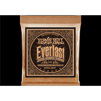 Cordes Guitare Folk Ernie Ball Everlast coated 10-50 Extra Light