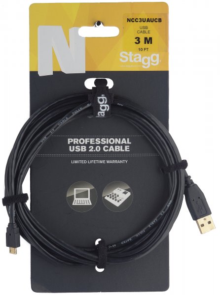 Stagg NCC3UAUCB - Câble Oridnateur Micro-USB B / USB A - 3M