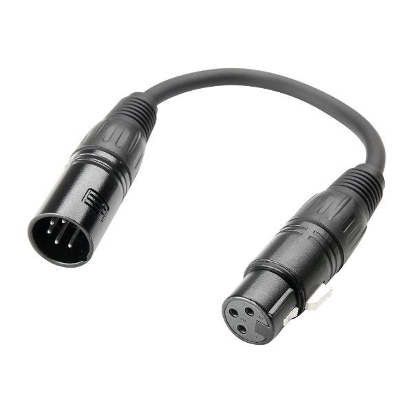 Stagg NDX025R-3F5M - Câble Convertisseur DMX XLR5 Mal / XLR3 Fem - 0,25M