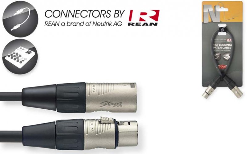 Stagg NPC030XMXFR > Câble de patch XLR M / XLR F > 30 cm 5 mm