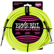 Ernie Ball CABLE JACK ERNIE BALL TISSE DROIT/COUDE 7M62 JAUNE