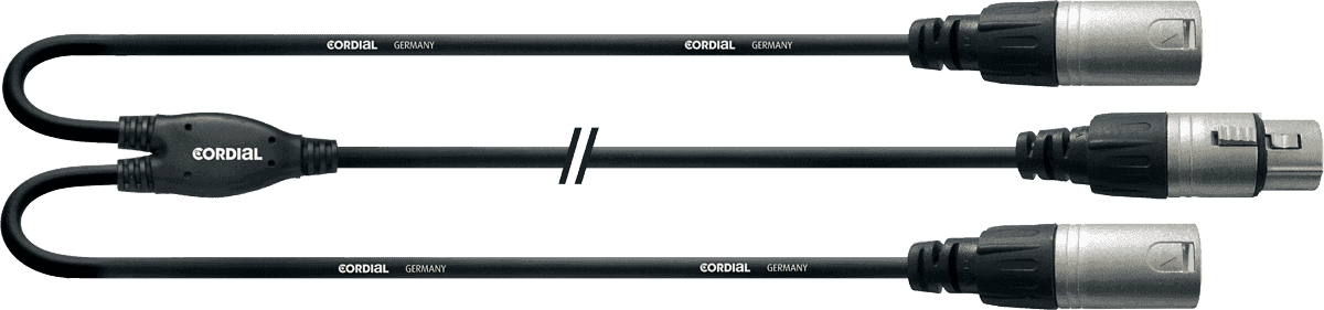 Cordial CFY0.3FMM - câble bretelle rean xlr femelle/2 xlr mâles 0.3m