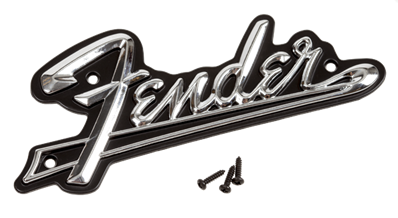 Fender Black Panel Amplifier Logo, Silver/Black