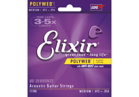 Elixir 11100 - Jeu de Cordes Guitare Acoustique Medium 13-56