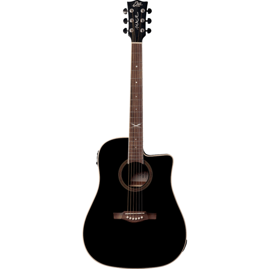 guitare folk eko dreadnought cutaway electro see through black
