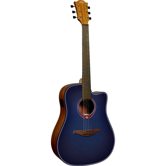 guitare electro-acoustique lag tramontane dreadnought cutaway electro special edition blue burst