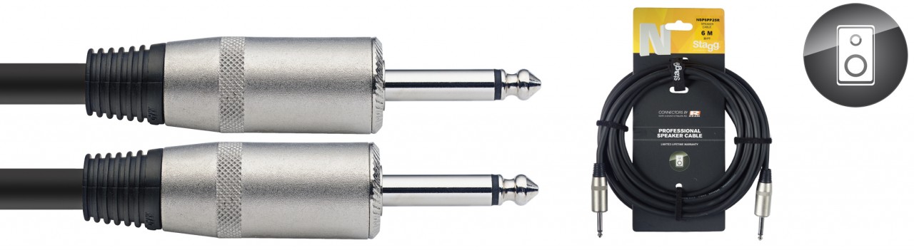 Stagg NSP6PP25R - Câble Haut-Parleur Rean 2,5 Jack / Jack - 6M