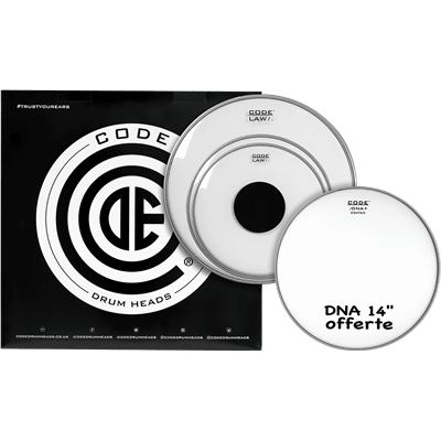 Code Drumheads Pack de Peaux law clear standard  cc 14 dna coated